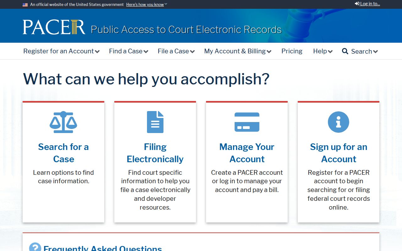 Cumberland County federal criminal court cases PACER access page