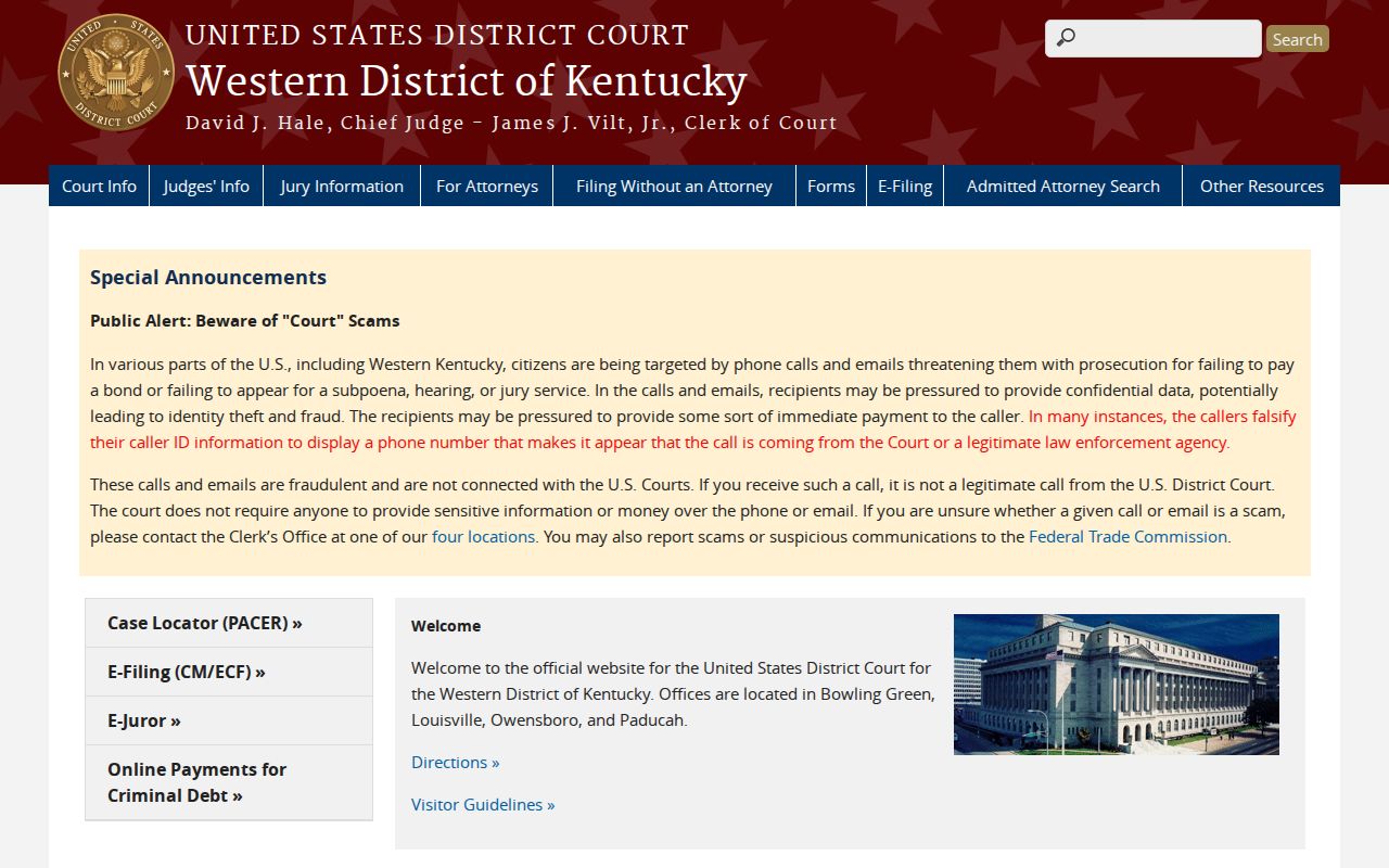 Cumberland County criminal court cases Western District of Kentucky website