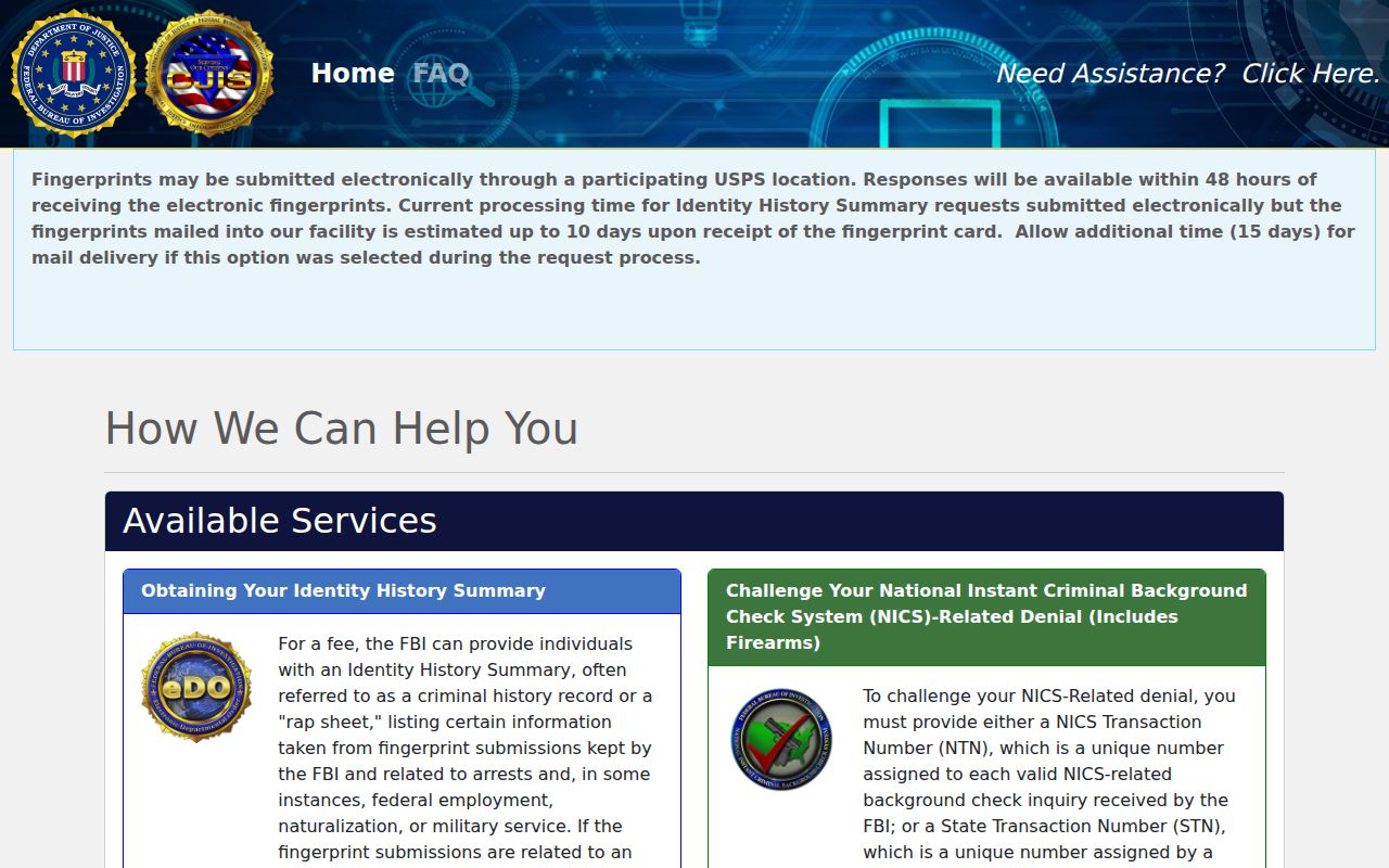 FBI identity history portal compared with Cumberland County sex offender registry records